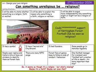 can something unreligious be religious? Fully resourced yY7 lesson