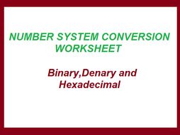 Number System Conversions worksheet | Teaching Resources