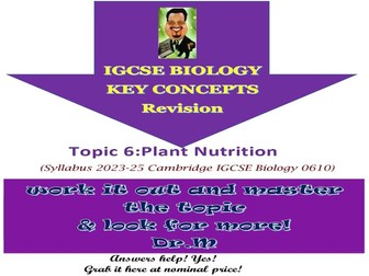 Plant nutrition IGCSE Worksheet
