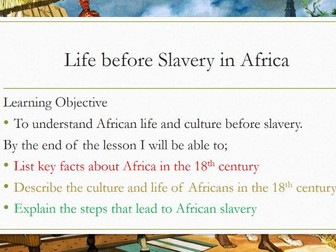 Life before Slavery in Africa