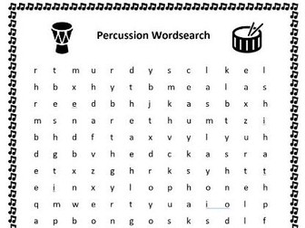 Percussion Instruments Wordsearch