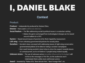 Media Fact Sheet - I, Daniel Blake