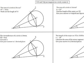 SSDD with  Circle Theorems as the surface: 'different deep' inc. Pythagoras, Trig, Area & Arc Length