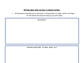 Narrative writing planning sheet- ideas springboard.