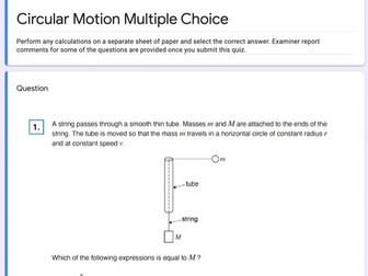 Circular Motion Google Quiz Multiple Choice