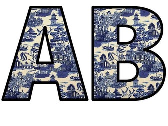 Artist Willow Pattern Art DISPLAY Lettering Whole Alphabet, Numbers, Signs Instant Title for Class