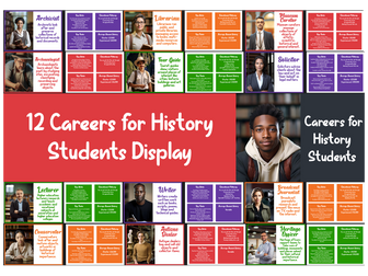 12 Careers for History Students - Diverse Classroom Display Posters