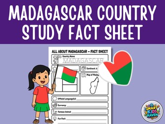 Madagascar Printable Worksheets Map and Flag Country Study Research Project.
