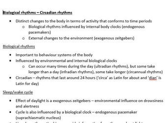 AQA Psychology Year 2 Biopsychology notes in full