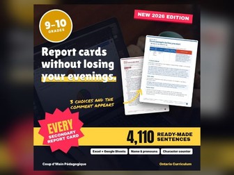 Ontario Report Card Comments Generator Grades 9-10 | Bank + Learning Skills