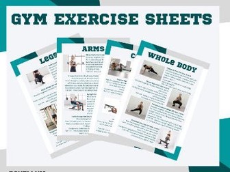 Gym exercises help sheets