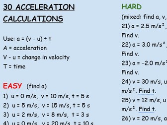 Acceleration calculation  practice