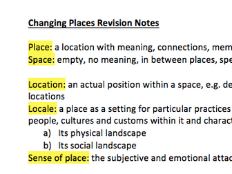 Changing Places AQA A Level Geography Revision Notes