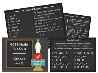 GCSE Maths Pub Quiz (Grades 4-5)