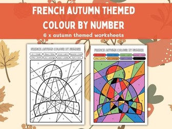 Autumn French Colour by Number Worksheets