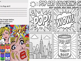 Design cover colouring sheet Pop Art