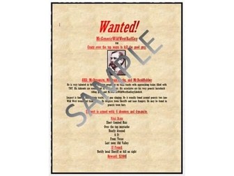 Wanted Poster Lesson Activity for Teaching Microsoft Word Skills