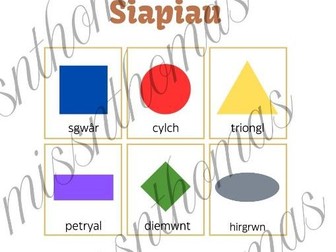 Welsh shapes worksheet. Siapiau