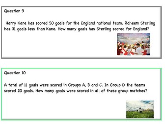 World Cup mathematics word problems. KS2 (Editable)