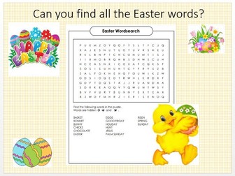 Easter Activities for KS2 -  Powerpoint Quiz and Pack with Wordsearch Colouring Maze Crossword etc