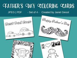 Father's Day Coloring Cards - Set of 4