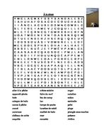 A La Plage Beach In French Wordsearch