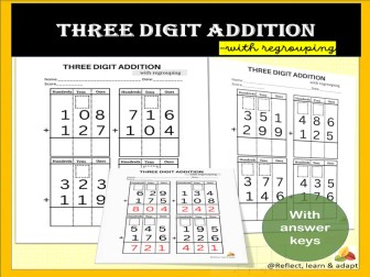 Three digit Addition with regrouping | Adaptive Resources