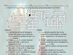 crossword astronomy puzzle space