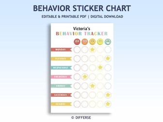Behavior Sticker Chart | Behavior Chart | Behavior Reward Chart | Good Behaviour