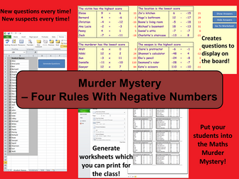 Custom Reusable Murder Mystery - Four Rules With Negative Numbers