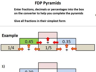 Excel for Maths - Fractions, Decimals and Percentages Pyramids