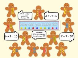 Number Bonds Display Number Bonds To 10 Gingerbread Man Maths