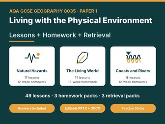 AQA GCSE Geography Paper 1: Complete Topic Bundle