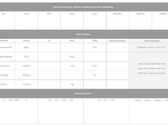 Chemistry Calculation Sheet