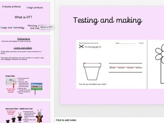 DT Mechanisms, sliders and levers making a moving Easter Card 5 Lessons Powerpoint, templates, plan
