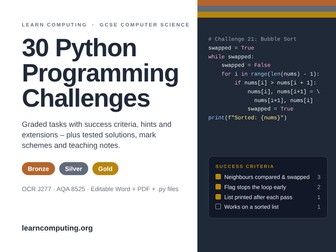 30 Python Challenges for GCSE Computer Science