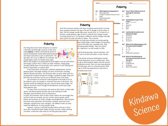 Puberty Reading Comprehension Passage and Questions - PDF