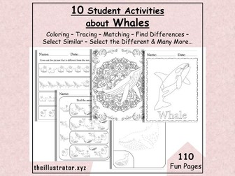 10 Types of printable whale-themed activities to help your students develop essential skills while h