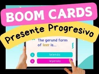 Spanish Present Progressive | Interactive Activity | Digital Task Boom Cards