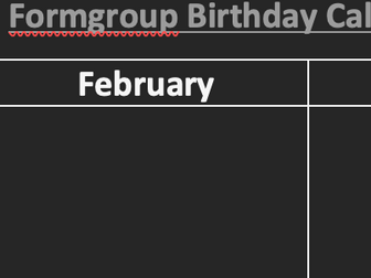 Formgroup/Class Birthday Calender