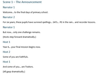 Year 6 Leavers Assembly/ Script, performance - The Traitors - Funny - Editable