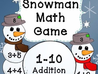 Snowman Math Game - Addition 1-10