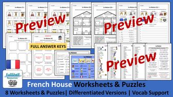 French House La Maison Worksheets | Teaching Resources