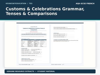 AQA GCSE French 8652 - Customs & Celebrations Grammar, Tenses & Comparisons