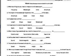 Bill Nye: Transfer of energy waves video follow along sheet