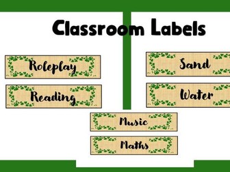 Natural Hessian Classroom Labels  Editable