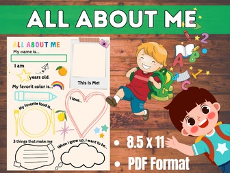 All About Me Worksheets First Day Week of School Getting to Know You Activities