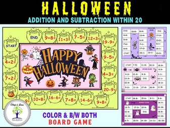 Addition and Subtraction Within 20 Halloween Worksheets