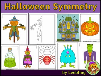 Halloween Symmetry Worksheets, Maths and Art Activity
