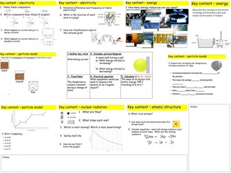 GCSE Physics paper 1 revision lesson including revision mat for students to fill out